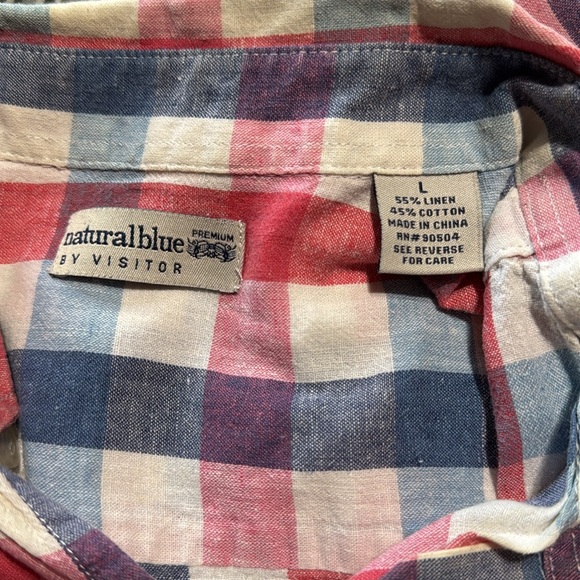 Natural Blue by Visitor Red White Blue Button Down Short Sleeve - Picture 3 of 5